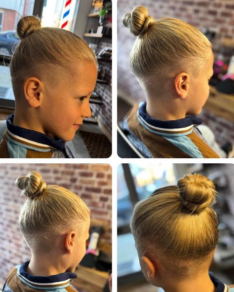 Undercut for boys long hair ! Looking great @erling haircut check it out #longhairstyles #undercut #longboyshair . Sectioned off put that sharp line in to look fresh when tied up ! Hairstyles For Boys With Long Hair, Boys Man Bun Haircut, Boys Undercut Hairstyle Long, Kids Man Buns, Boys Long Hair, Boys Long Hairstyles Kids, Boys Undercut, Boys With Long Hair, Man Bun Haircut