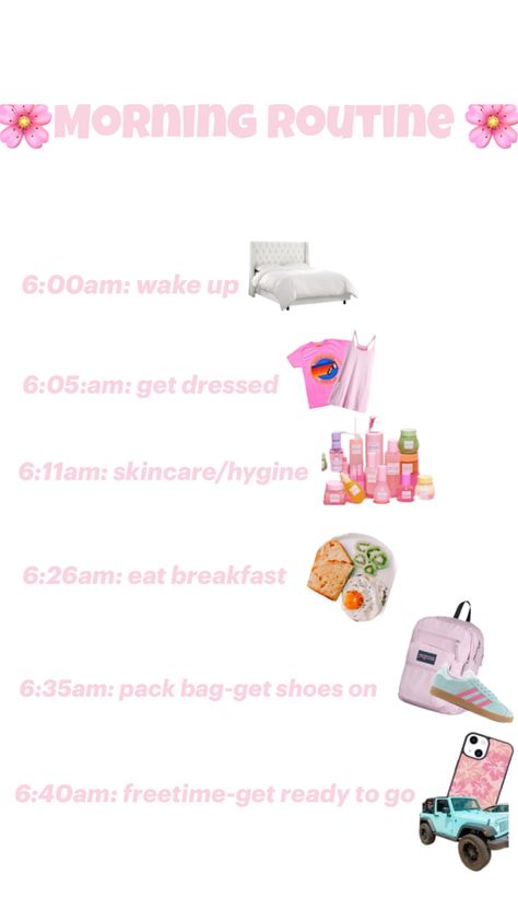 Morning routine 💗💗💗 Morning Routine Teenage Girl, School Morning, Morning Routines, Bagpack, School Stuff, Morning Routine, Get Dressed, Wake Up, Quick Saves