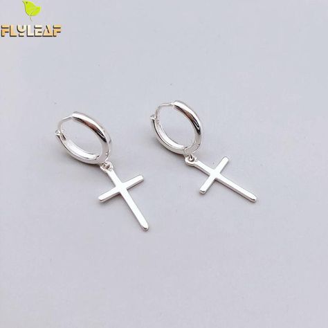 Smarter Shopping, Better Living! Aliexpress.com Cross Earrings Studs, Trendy Earrings, 925 Silver Earrings, Cross Earrings, Sterling Silver Cross, Silver Cross, Sterling Silver Studs, Ear Jewelry, 925 Sterling Silver Earrings