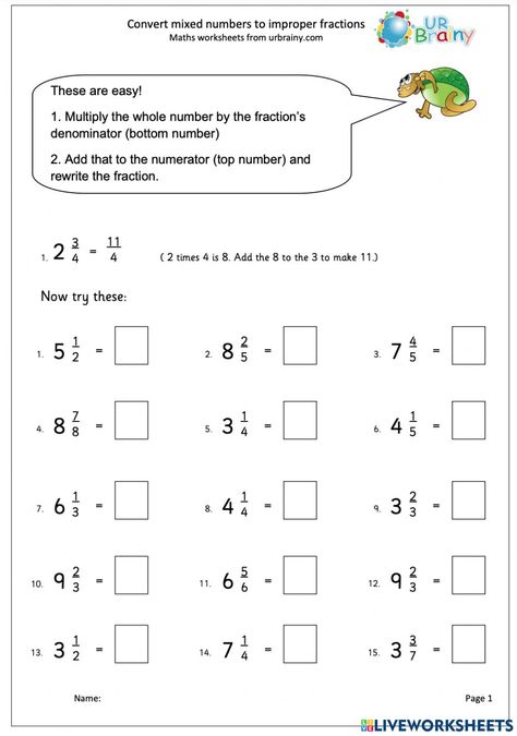 Changing Mixed Numbers To Improper, Converting Mixed Numbers To Improper, Adding Mixed Fractions, Mixed Numbers Worksheet, Mixed Fractions Worksheets, Mixed Numbers To Improper Fractions, Improper Fractions To Mixed Numbers, Mixed Numbers And Improper Fractions, Fraction Worksheet