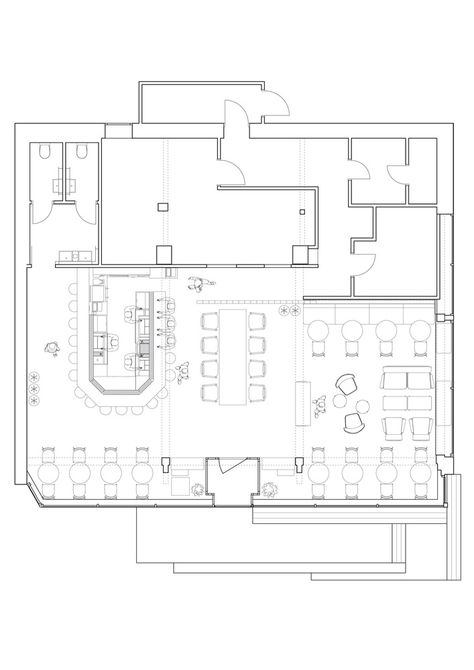 Gallery of Protagonist Bar / balbek bureau - 25 Bar Plans Design, Bar Layout Plan, Bar Floor Plan, Cafe Floor Plan, Bar Layout, Sport Bar Design, Coffee Plan, Cafe Plan, Restaurant Layout