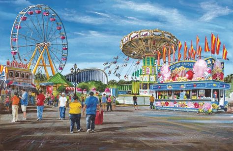 Memory Drawing, Composition Drawing, Fair Rides, Carnival Art, Composition Painting, Photo To Art, Figure Sketching, Art Painting Gallery, Photo Background Images