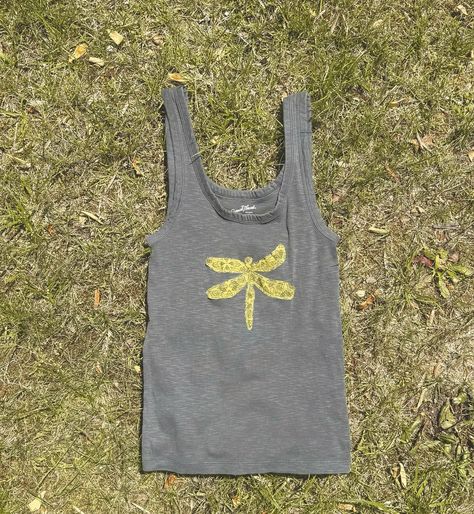 New dragonfly tank! 🌿 -size S, price 20$ -one available, DM to purchase #boho #smallbusiness #patchwork #hippie #handmade #businessowner #upcycle #clothing #jewelry Patchwork Shirt Ideas, Patch Shirt Ideas, Diy Patchwork Shirt, Patchwork Shirt Diy, Upcycle Clothing, Patchwork Ideas, Making Clothes, Clothing Jewelry, Patchwork Shirt