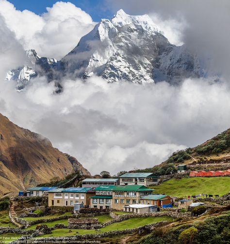 Village of Dole, Solukhumbu, Nepal, Asia. The elevation of the village is over 13,000 feet; the peaks of the Himalayas behind it reach elevations of over 20,000 feet. Sikkim Photography, Mount Everest Base Camp, Annapurna Circuit, Everest Base Camp Trek, Nepal Travel, Amazing Pics, The Village, Most Beautiful Places, World Heritage Sites