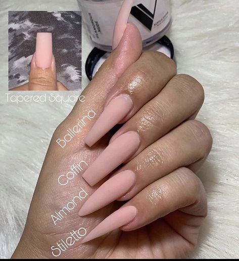 Types Of Nails Shapes, Ballerina Nails Shape, Ballerina Acrylic Nails, Pink Nail Art Designs, Acrylic Nail Shapes, Ballerina Nails, Acrylic Nails Coffin Short, Pink Nail, Pedicure Nail Art