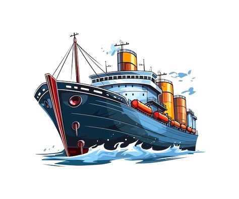 Kapal Layar Art, Cruise Ship Illustration, Sunken Ship Illustration, Pirate Ship Digital Art, Ship Illustration, Merchant Ship, Ship Vector, Cargo Shipping, Illustration Vector