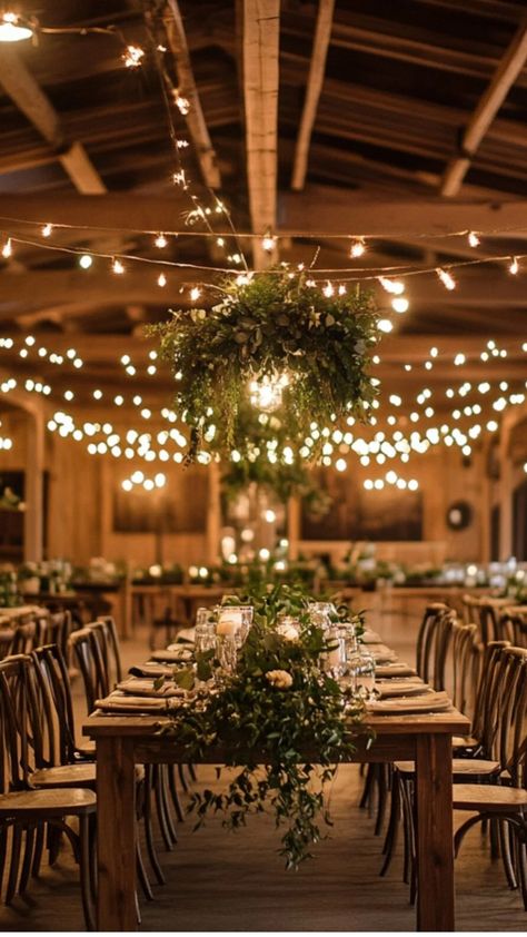 Rustic indoor wedding setup with a wooden arch, string lights, and elegant boho decor. Wooden Arches, Rustic Wedding Decor Diy, Inspired By Charm, Wooden Arch, Rustic Wedding Diy, Venue Ideas, Indoor Wedding, Vintage Inspired Dresses, Rustic Wedding Decor