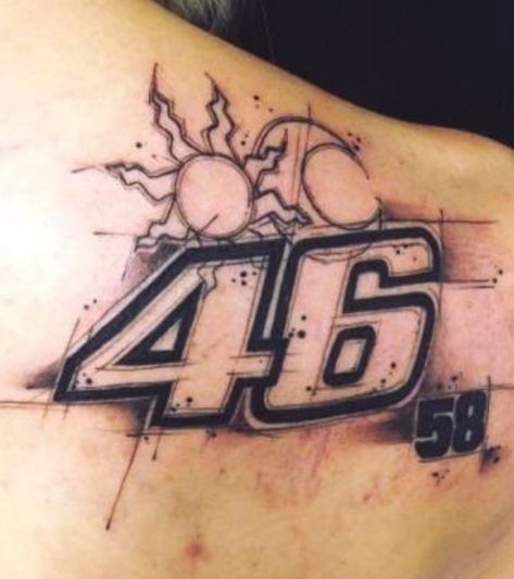 46 Tattoo Rossi, Motogp Tattoo, Motogp Valentino Rossi, Vr 46, Bike Tattoos, Tattoo Trend, Tattoo Trends, Valentino Rossi, Sleeve Tattoo