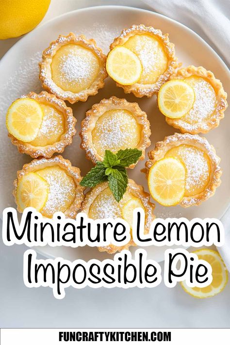 Lemon Impossible Pie, Best Lemon Loaf, Impossible Recipes, Mini Breads, Mini Lemon Tarts, Lemon Desserts Easy, Impossible Pies, Meyer Lemon Recipes, Mini Pie Recipes