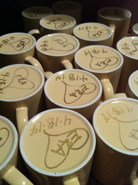 Coffee Cup Wedding Favors Mugs, Coffee Mug Party Favors, Mug Wedding Favors For Guests, Wedding Coffee Mugs Favors, Thrifted Mug Wedding Favors, Coffee Mug Favors Wedding, Wedding Favor Mugs, Wedding Favors Mugs, Coffee Mug Wedding Favor Display