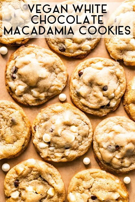 Cookies Macadamia, Best Vegan Cookie Recipe, Chocolate Macadamia Cookies, Best Vegan Cookies, Dairy Free White Chocolate, White Chocolate Macadamia Cookies, Cookie Dough Frosting, Vegan Christmas Cookies, Macadamia Cookies