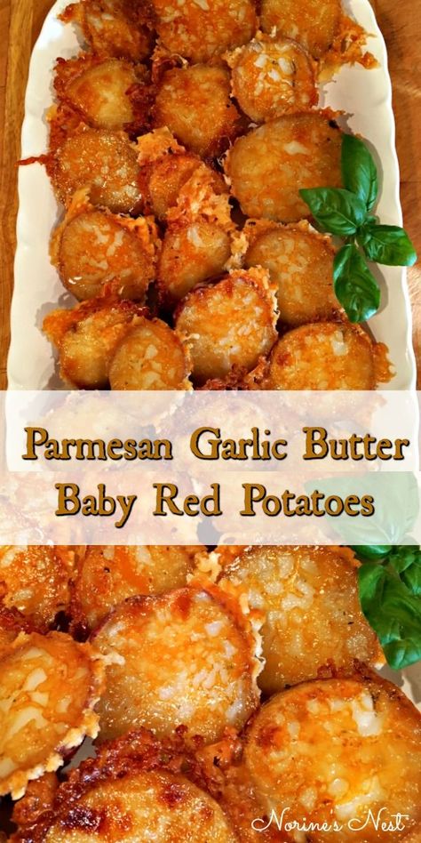 Red Potato Recipes, Potatoes Baked, Crispy Garlic, Baby Red Potatoes, Potato Recipes Side Dishes, Potato Sides, Baby Red, Potato Side Dishes, Think Food