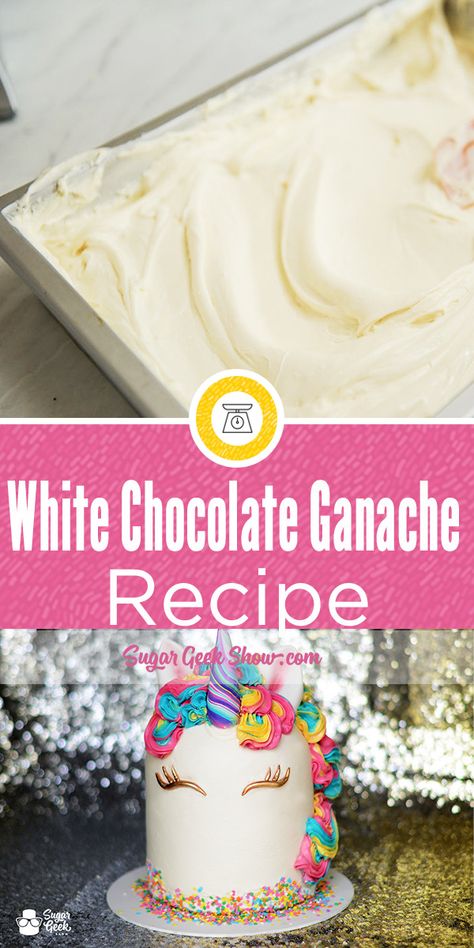 White Ganache Cake, Buttercream Ganache Frosting, Vanilla Ganache Frosting, Ganache Frosting Cake Design, White Ganache Frosting, Butter Ganache Frosting, White Chocolate Ganache Recipe For Cake, White Chocolate Ganache Cake, Vanilla Ganache Recipe