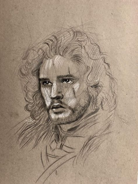 John Snow Sketch, John Snow Drawing, Drawing Stances, Jon Snow Art, Game Of Thrones Artwork, John Snow, Kit Harrington, Portrait Drawings, Gra O Tron