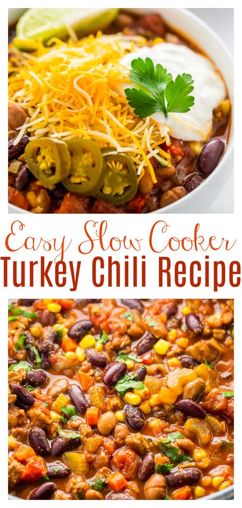 Best Turkey Chili Recipe, Best Turkey Chili, Healthy Chili Recipe Turkey, Chili Slow Cooker, Turkey Chili Crockpot, Chili Crockpot, Turkey Chili Healthy, Slow Cooker Turkey Chili, Turkey Chili Recipe