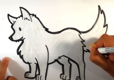 How to Draw a Wolf (cute) - Easy Pictures to Draw #drawing #howtodraw #howtodrawawolf Easy Wolf Drawing, Wolf Drawing Easy, Wolf Cute, Draw A Wolf, Easy Pictures To Draw, Easy Pictures, Cute Wolf, How To Draw Cute, Draw Cute