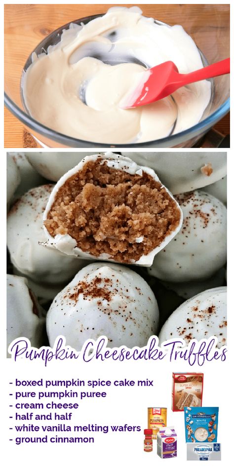 With a decadent pumpkin spice and cream cheese center and white chocolate coating, these pumpkin cake balls are absolutely divine! via @jugglingactmama Pumpkin Balls With Spice Cake, Pumpkin Spice Cake Balls Recipe, Pumpkin Spice Cakepops, White Chocolate Covered Pumpkin Balls, Fall Cake Balls Recipe, Cake Balls Pumpkin, Pumpkin Spice Cake Bites, Pumpkin Bread Cake Pops, Easy Pumpkin Cake Pops