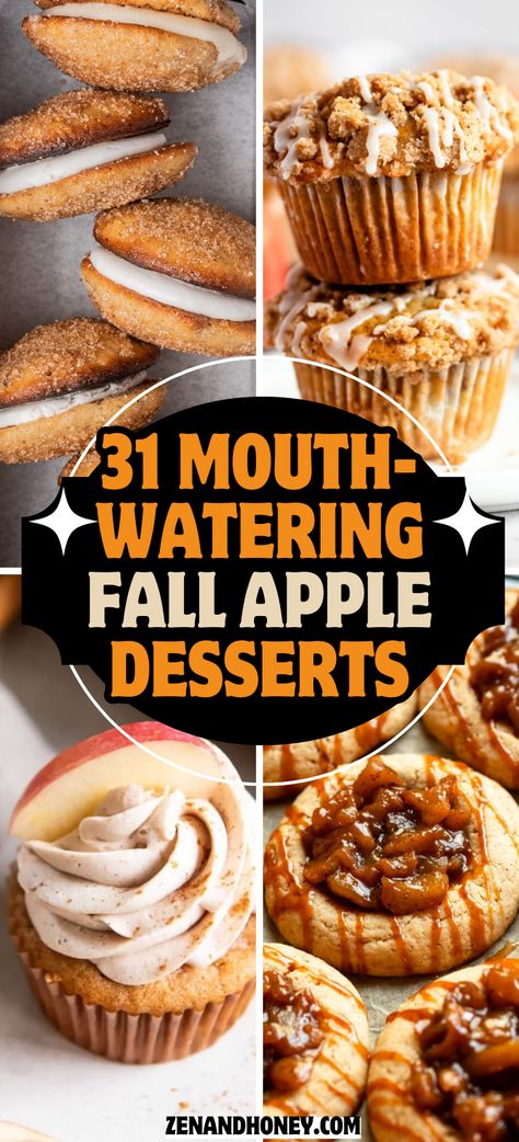 If you're looking for fall desserts for a crowd, these mouth-watering fall apple dessert recipes are perfect for all autumn gatherings! From apple pie, apple cider whoopie pies, to apple cupcakes and caramel apple cheesecake. So many delicious apple desserts to choose from. Fall Desserts Caramel Apple, Fall Easy Treats, The Best Apple Desserts, Apple Desserts To Freeze, Dessert Recipes For A Crowd Parties, Best Desserts For A Crowd Parties, Apple Theme Desserts, Apple Desserts That Freeze Well, Fall Food Potluck