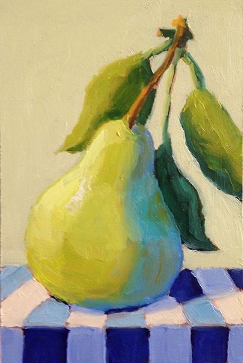 David Oleski, Food Art Painting, Asian Pear, Pear Art, Oil Pastel Art, Oil Pastel Drawings, Fruit Painting, Framed Oil Painting, Arte Inspo