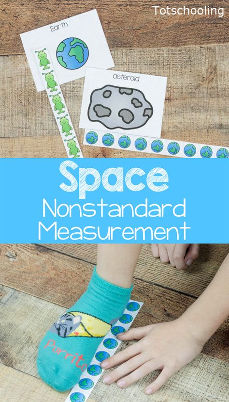 FREE Space themed Non-standard measurement activity, great for preschool and kindergarten kids learning to measure and use a ruler. Kids can also use the printable rulers to measure their own body parts or other objects around the room. They can use the recording sheet to write down their measurements. Space Themed Writing Activities, Space Measurement Activities, Kindergarten Space Theme, Space Kindergarten Activities, Space Kindergarten, Space Activities Preschool, Kindergarten Space, Space Lesson Plans, Nonstandard Measurement