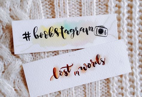 Calligraphy Bookmark Ideas -  for bookstagram and bookstagrammers - Hand painted and hand lettered watercolor bookmark with glitters Handmade Bookmark Ideas Quotes, Watercolor Bookmarks Quotes, Bookmarks Handmade Quotes, Bookmark Ideas Quotes, Bookmark Calligraphy, Bookmarks Calligraphy, Calligraphy Bookmarks, Bookmarks With Quotes, Books Accessories