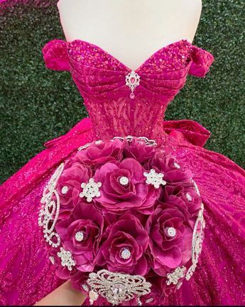 Hawaiian Quinceanera Theme, Magenta Quinceanera Dresses, Hot Pink Quinceanera Theme, Hot Pink Quince, Hot Pink Quinceanera, Blob Fish, Quince Planning, Xv Dresses, Quince Themes