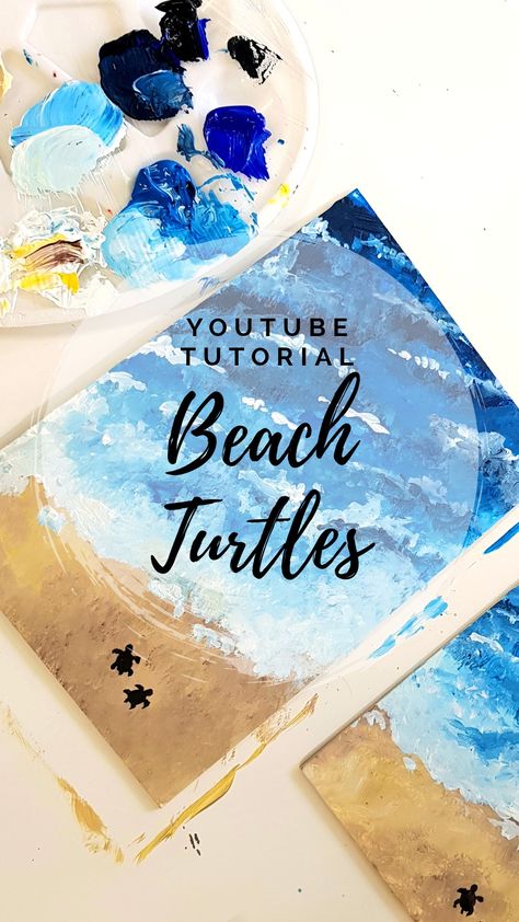 Turtle Painting Acrylic, Beginners Acrylic Painting, Paintings For Beginners, Beach Turtle, Sea Paintings, Sea Turtle Painting, Liquid Art, Turtle Painting, Acrylic Painting For Beginners