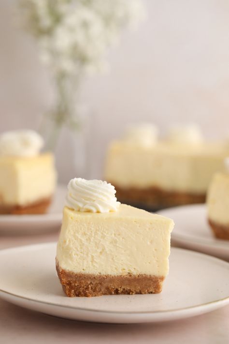 Small Batch 6" Cheesecake - Marisa Bakes Small Cheesecake Recipes Easy, 6” Cheesecake, Small Batch Cheesecake, Small Cheesecake Recipe, 6 Inch Cheesecake Recipe, Small Cheesecake, Graham Cracker Crust Cheesecake, Small Cheesecakes, Plain Cheesecake