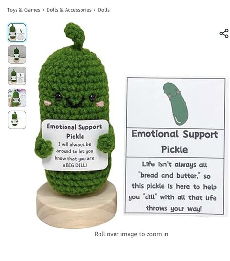 Crochet Pickle, Emotional Support Pickle, Pickled Cucumber, Knitting Doll, Emotional Support, Pickles, Cucumber, Knitting, Crochet