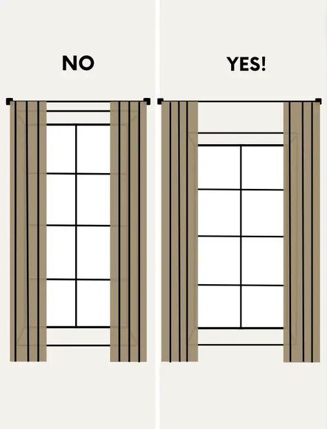 The Right Way to Hang Curtains | A Step By Step Guide - Design to Build How High To Hang Curtain Rods, Curtain Height Guide, Curtain Rod Height, Curtain Hanging Guide, Hang Curtains High, Curtain Height, Floor To Ceiling Curtains, Hanging Curtain Rods, Hang Curtains