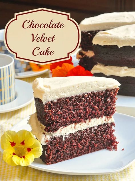 Chocolate Velvet Cake, Easy Vanilla Frosting, White Velvet Cakes, Coconut Dessert, Velvet Cake Recipes, Rock Recipes, Red Cake, Moist Cakes, Cake Chocolate