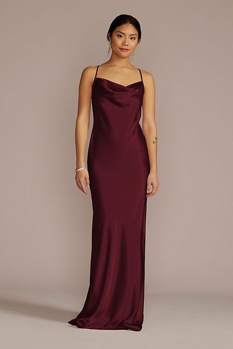 Galina Signature Charmeuse Cowl Neck Bridesmaid Dress Cowl Neck Bridesmaid Dress, Charmeuse Bridesmaid Dress, Burgundy Wedding Theme, Wine Bridesmaid Dresses, Maroon Bridesmaid Dresses, Red Bridesmaid, Red Bridesmaids, Red Bridesmaid Dresses, Bridesmaid Dress Styles