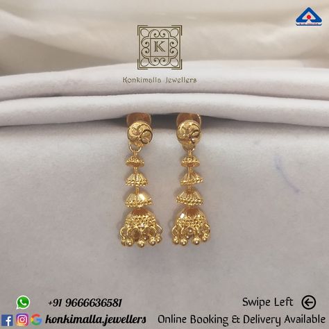 Gold Earrings Designs 4 Grams, Gold Sui Dhaga Earrings Indian, 5 Grams Gold Earrings, 4 Grams Gold Ear Rings, Big Earrings Gold, Necklace Set Indian Bridal Jewelry, Career Affirmations, Black Beats, Gold Earrings For Kids