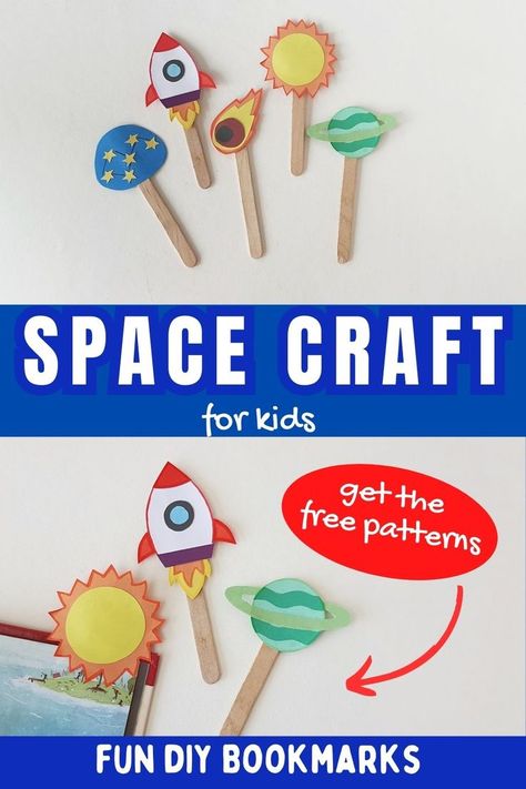 If your kids love outer space, they will enjoy making these super cute outer space themed bookmarks! Bookmark Outer Space Craft for Kids This outer space craft includes pattern pieces for a rocket, the sun, a planet, a constellation, and a comet craft. Comet Craft, Outer Space Crafts For Kids, Outer Space Crafts, Space Activity, Space Crafts For Kids, Themed Bookmarks, Space Craft, Space Activities, Diy Bookmarks