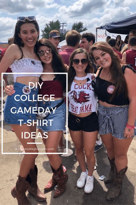 DIY Game Day Shirts » Sincerely, Meghan Ann Game Day Shirts Football Diy, Diy Game Day Shirt, Diy Tailgate Shirts, Cheap Throwback T-shirt For Game Day, College Gameday Shirts Diy, Diy Game Day Shirt College, College Shirt Diy, Cheap Women's T-shirt For Game Day, College Football Game Outfit