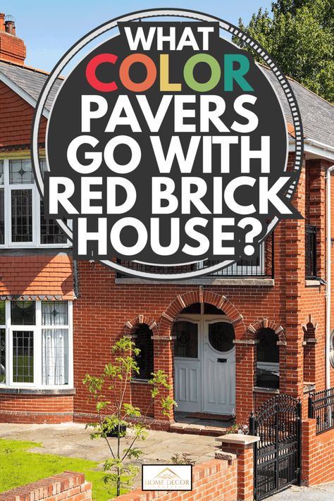 Pavers To Go With Red Brick House, Landscaping Rocks With Red Brick House, Pavers With Red Brick House, Red Brick House Landscaping Ideas, Red Brick Landscaping Ideas, Red Brick House Landscaping, Landscaping Driveway, Orange Brick Houses, Red Brick Pavers