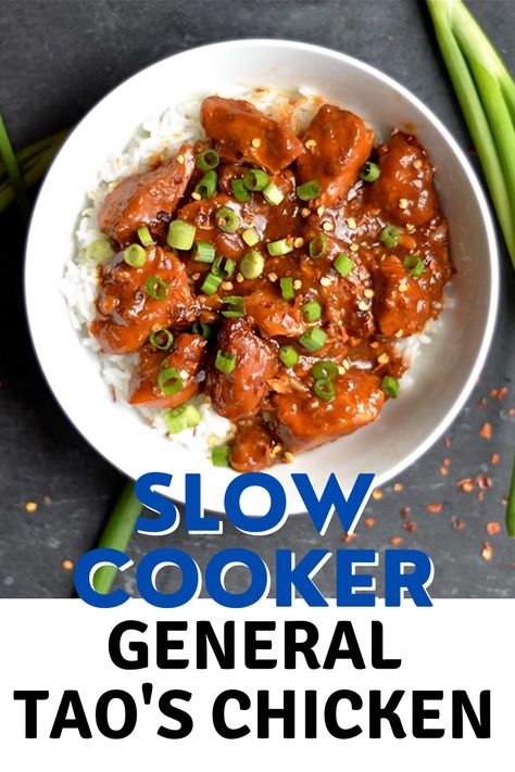 Crockpot General Tso Chicken Easy, Crockpot General Tso Chicken, General Tso Chicken Crockpot, Slow Cooker General Tso Chicken, General Taos Chicken, Asian Crockpot, General Tao Chicken, Mini Crockpot, Mini Crockpot Recipes