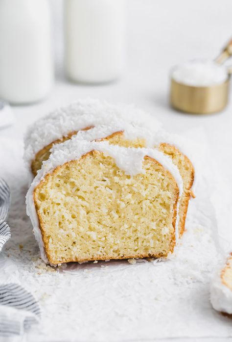 Easy Coconut Loaf Cake | Browned Butter Blondie | A simple and delicious quick bread recipe that comes together in minutes, this easy homemade coconut loaf cake is a favorite for breakfast and dessert! Perfectly moist and deliciously sweet with a delicate coconut flavor in every bite. Coconut Loaf Cake, Coconut Loaf, Yummy Easter Desserts, Food References, Coconut Dessert, Dinner Desserts, Loaf Cake Recipes, Citrus Recipes, Loaf Cakes