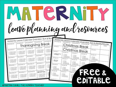 Maternity Leave Planning and Resources for Teachers | The Hungry Teacher Long Term Sub Plans Maternity, Maternity Leave Teacher, Middle School English Classroom, Teacher Communication, Middle School Ela Classroom, Substitute Binder, Organized Teacher, Ag Education, Teaching Job