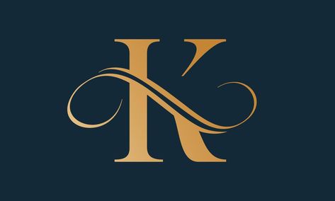 Luxury letter k logo template in gold color. Modern trendy initial luxury k letter logo design. Royal premium letter k logo design vector template. Letter K Typography, K Logo Design Letter, Letter K Logo Design, K Letter Logo, K Logo Design, K Letter, K Logo, Logo Monogramme, K Logos