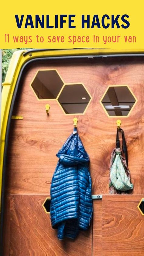 Van Food Storage, Van Life Dish Storage, Storage Ideas For Van Life, Campervan Garage Storage, Camper Van Space Saving Ideas, Small Van Storage Ideas, Van Storage Hacks, Van Clothing Storage, Caravan Hacks Space Saving