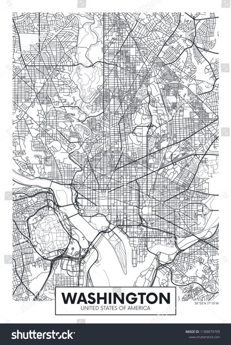 Manhattan Neighborhood Map, Travel Vector, Washington Dc Map, Washington Map, Town Planning, City Maps Design, City Map Print, Cities Skylines, Vector Poster