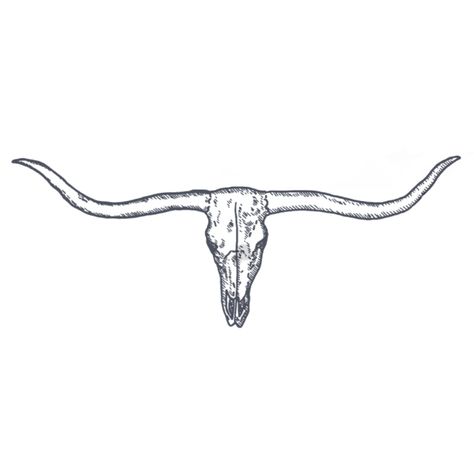 Small Longhorn Skull Tattoo, Longhorn Horns Tattoo, Long Horn Tattoo Outline, Longhorn Tattoo Outline, Longhorn Tattoo Under Breast, Long Horns Tattoo, Cowboy Spur Tattoo, Western Tattoos For Men Country, Texas Long Horn Drawing