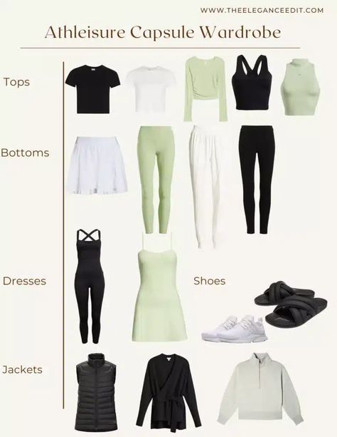 A Chic Athleisure Capsule Wardrobe You’ll Wear Nonstop Gym Capsule Wardrobe, Workout Capsule Wardrobe, Winter Athleisure Outfits, Athleisure Outfits Winter, Athleisure Outfits Spring, Travel Capsule Wardrobe Summer, Athleisure Capsule Wardrobe, Athleisure Capsule, Clothes Capsule Wardrobe