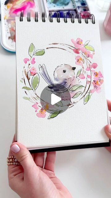 Watercolor Names, Watercolor Wreath Tutorial, Watercolor Wreath, Spring Watercolor, Watercolor Birds Tutorial, Watercolor Flower Wreath, Creative Arts Therapy, Watercolor Paintings Of Animals, Watercolor Supplies