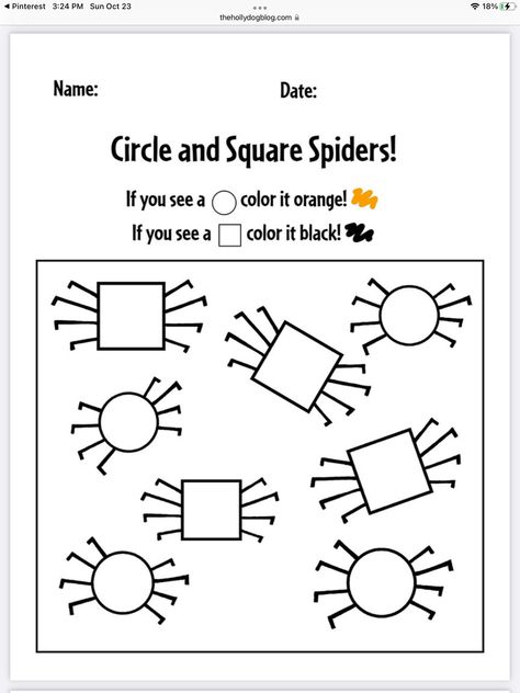 October Worksheets, Halloween Worksheets Preschool, Seeds Preschool, Spiders Preschool, Halloween Lesson Plans, Shapes Kindergarten, October Activities, November Activities, Halloween Worksheets