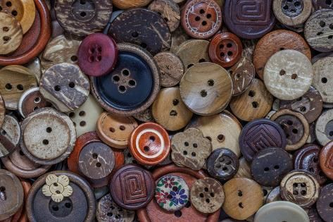 size: 12x8in Photographic Print: Close-up of variety of buttons. by Jaynes Gallery : Buttons Aesthetic, Aesthetic Buttons, Ladybug Aesthetic, Mousy Brown, Hippie Aesthetic, Cute Buttons, Spine Tattoo, Collage Background, Ap Art