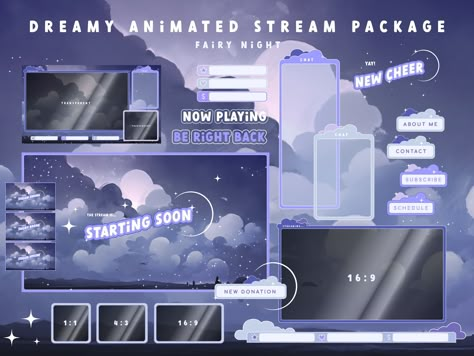 Stream Decorations Ideas, Moon Twitch Overlay, Space Twitch Overlay, Digital Banners Design, Aesthetic Stream Overlay, Stream Layout Ideas, Animated Stream Package, Stream Overlay Aesthetic, Twitch Theme Ideas