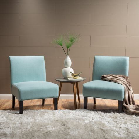 Noble House Cassie Light Blue Fabric Accent Chair (Set of 2) - Walmart.com Blue Accent Chairs, Chairs For Living Room, Accent Chair Set, Chair Aesthetic, Fabric Accent Chair, Contemporary Fabric, Noble House, Accent Chairs For Living Room, Vintage Chairs