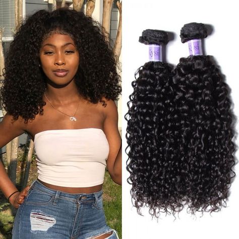 UNice Brazilian Curly Weave Bundles Cheap Real Hair Extensions | UNice.com Jerry Curl Weave Sew In, Brazilian Curls, Jerry Curl Weave, Curly Hair Sew In, Natural Waves Hair, Unice Hair, Curly Weave, Sew In Hair Extensions, Jerry Curl